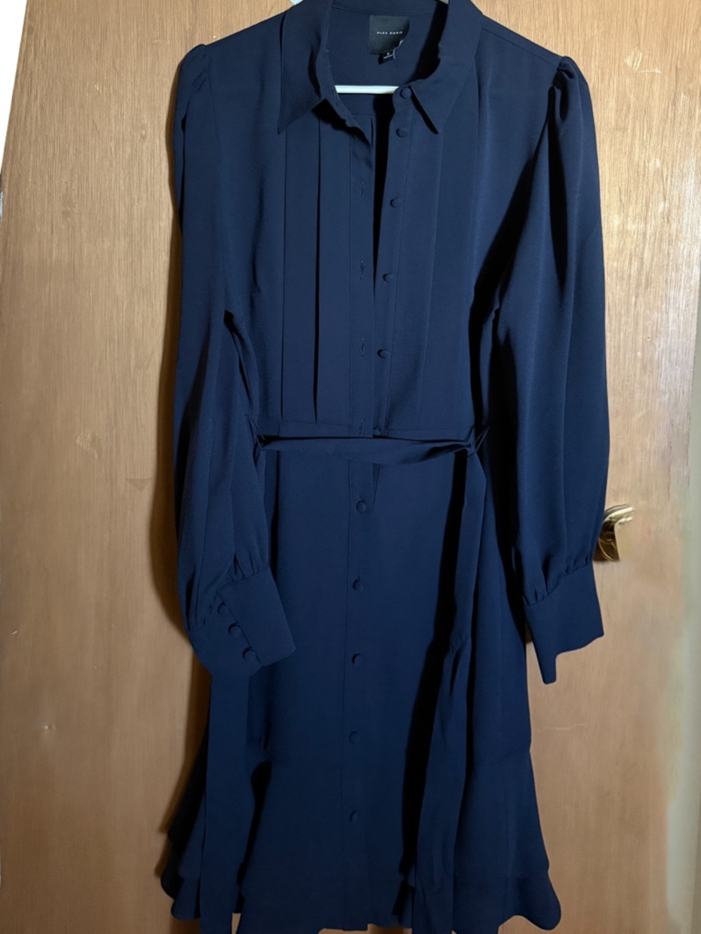 Alex Marie Dark Navy Button-Down Midi Dress